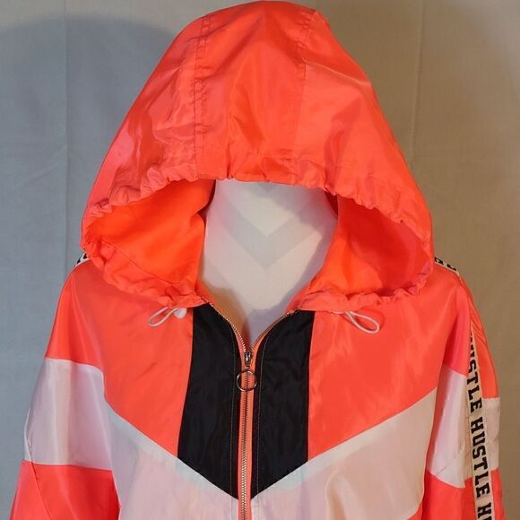 Rue 21 "Hustle" Cropped Windbreaker Hoodie - Picture 2 of 9